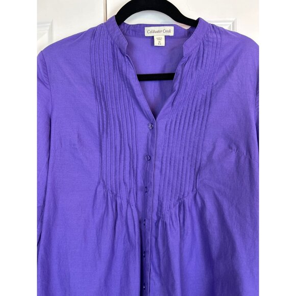 Coldwater Creek Purple Eyelet Hem Button-Up Tunic XS 4-6 - Picture 2 of 14
